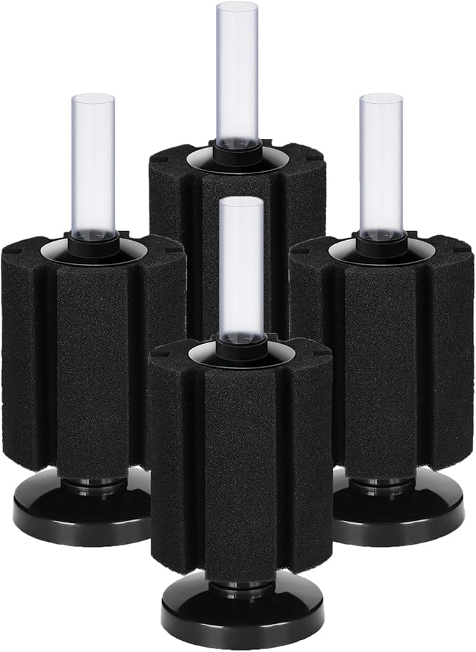 AQUANEAT Aquarium Sponge Filter Breeding Fry Betta Shrimp Nano Fish Tank 4pcs (M Large up to 50Gal)