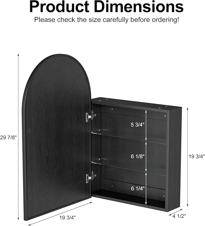 Brushed Black Arched Medicine Cabinet