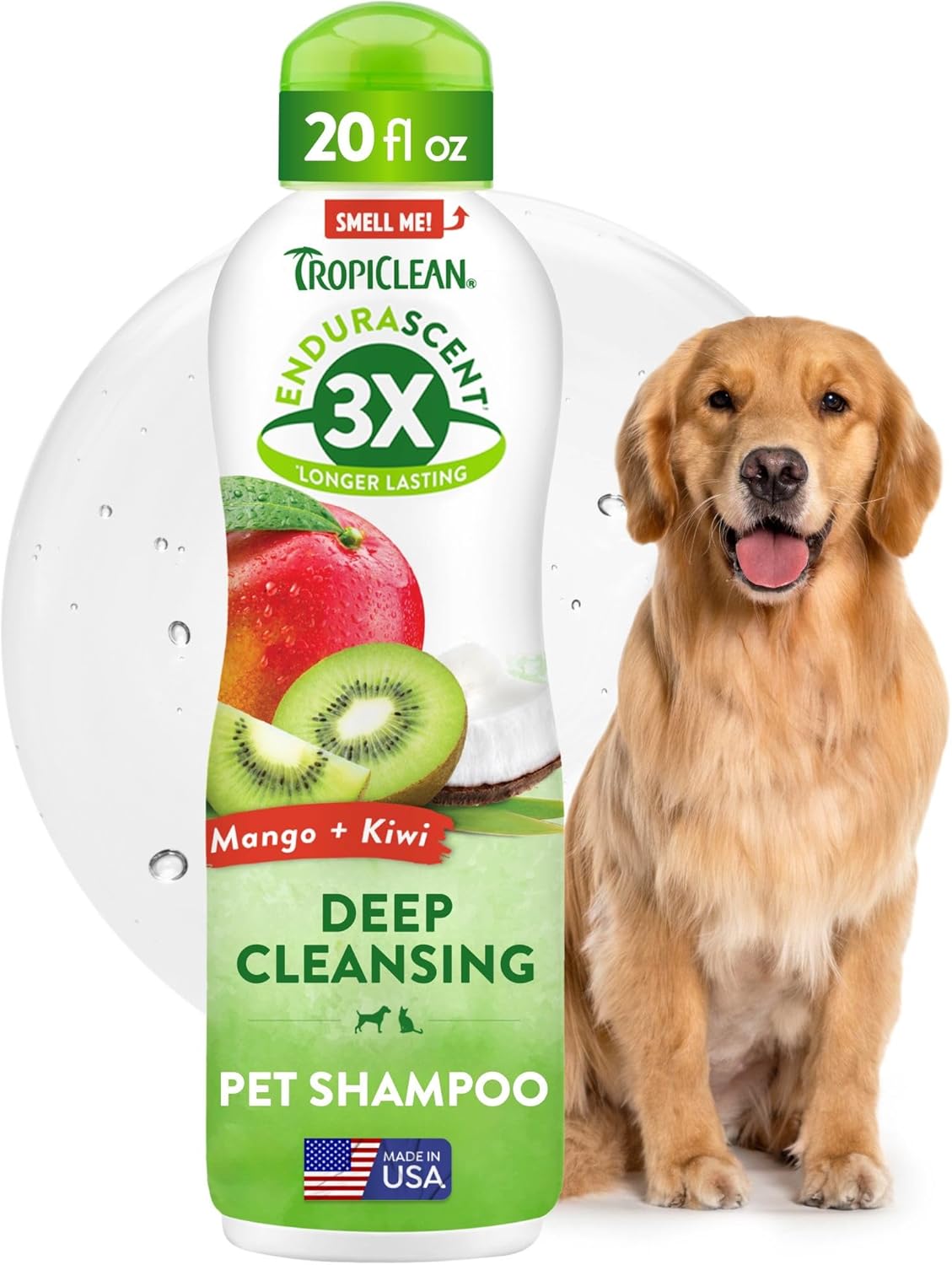 TropiClean Deep Cleansing Dog Shampoo, Powerful Odor Control, Puppy Safe, Made in The USA, Cat Friendly, 20oz.