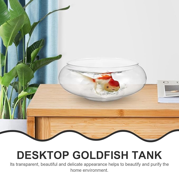 Clear Fish Bowl Vase Bubble Bowl Round Shallow Planter Plastic Container Fish Bowl Aquatic Plant Pot Daffodil Pot Hydroponic Planter Fish Tank Aquarium Bowl