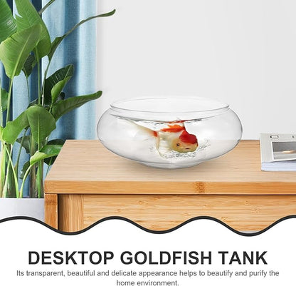Clear Fish Bowl Vase Bubble Bowl Round Shallow Planter Plastic Container Fish Bowl Aquatic Plant Pot Daffodil Pot Hydroponic Planter Fish Tank Aquarium Bowl