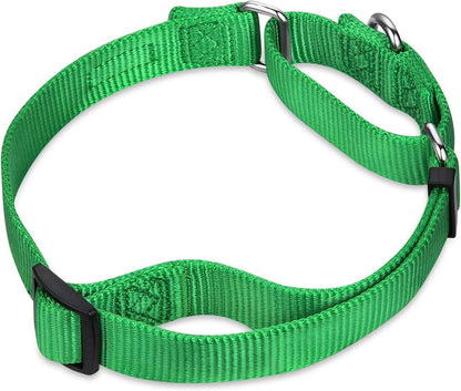 Hyhug Solid Color Nylon Martingale Collar, Heavy Duty Escape-Proof Pup Dog Collar. (Small, Lime Green)