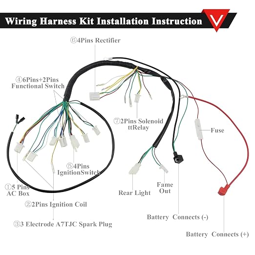 PRO BAT Full Electrics Wiring Harness Kit | for 50cc 70cc 90cc 110cc 125cc Chinese ATV Quad Bike 4 Wheeler Coolster Baja SunL Taotao JCL with CDI Coil Magneto Stator