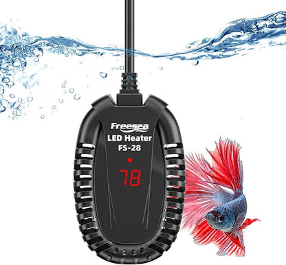 FREESEA Aquarium Fish Tank Heater: 50W Small Submersible Turtle Heater with Adjustable Temperature External Controller for Betta | Saltwater | Freshwater | 1-10 Gallon