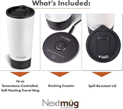 Nextmug Go - Temperature-Controlled, Self-Heating Travel Mug