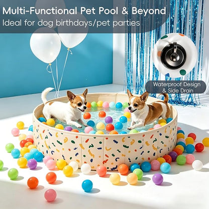 Foldable Dog Pool & Dog Ball Pit with Balls Included, Portable Multifunctional Ball Pit for Dogs & Cats, Anti-Collapse Non-Slip Pet Play Pool (Beige L+85 Balls)