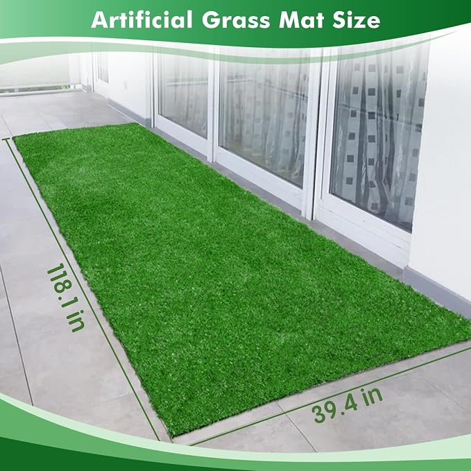 118.1 x 39.4 Inch (Pack of 1) Dog Grass Pad, Extra Large Artificial Grass Turf Mat, Fake Grass for Large Dog Potty Training Indoor Outdoor Balcony Patio Lawn Decoration