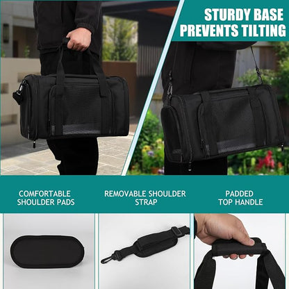Top tasta Dog Cat Carrier Pet Carriers for Small Medium Large Cats Dogs Carrier Under 25 Lbs Soft Sided Small Puppy Dog Carrier Portable Foldable Dog Cat Travel Carrier （Black 20 * 13 * 13）