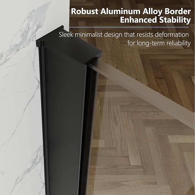 35" W x 60" H Bathtub Fixed Glass Panel, 3/8" Tempered Glass