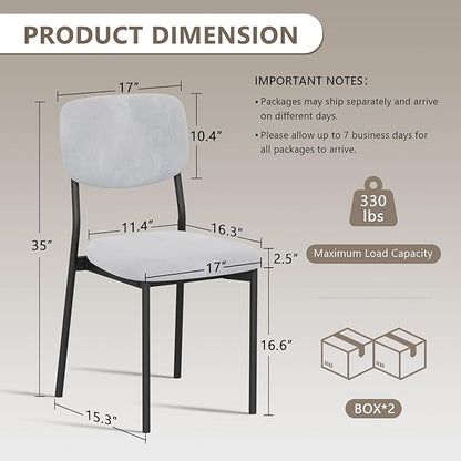 Einhomn Upholstered Dining Chairs Set of 6, Stackable Modern Dining Room Chairs, Kitchen Chairs w/Soft Velvet Backrest & Sturdy Metal Legs for Restaurant, Living Room, Light Grey