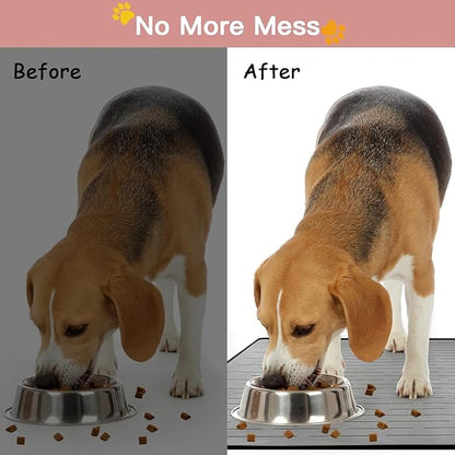Largest Dog Food Mat, 48"x32" Silicone Dog and Cat Mat for Food and Water Bowls, Thinken Waterproof Non-Slip XXXL Pet Feeding Mat for Floors (Brown)