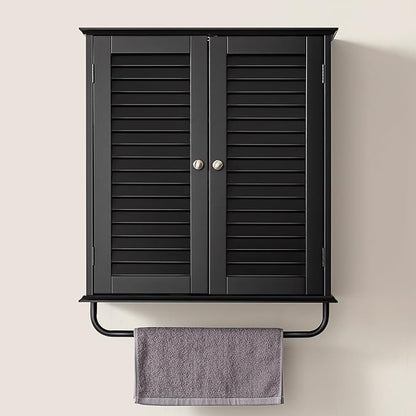 Bathroom Storage Cabinet with Adjustable Wood Shelves & Doors, Made of PDF Wood