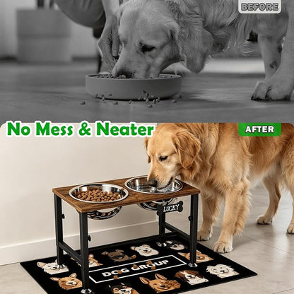 SHAINFUN Elevated Dog Bowls with Mat for Large & Extra Large Dogs, Raised Dog Bowl Stand with 2 Stainless Steel Bowls, Tall Dogs Food Water Bowl Holder
