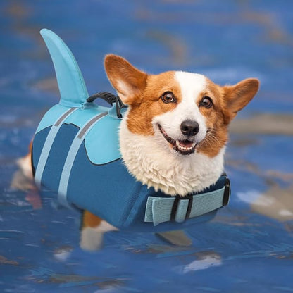 Dog Life Jacket High Flotation, Reflective Dog Life Vest for Swimming, Adjustable Dogs Life Preserver Rescue Handle Spring Summer Pool for Small, Medium, Large Dogs (Ocean Blue,XS)