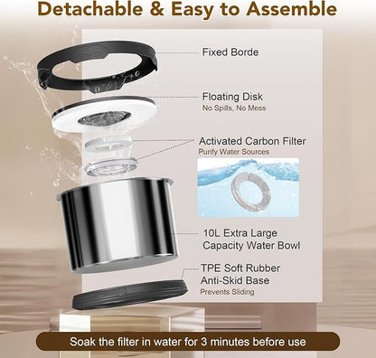 UPSKY 10L Dog Water Bowl No Spill Stainless Steel for Slow Drinking Black | Large Capacity, Spill-proof, Non-slip Design, Durable, For Large Dogs, Messy Drinkers & Multi-pet Homes, Outdoor / Indoor