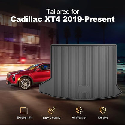 2025 XT4 Cargo Liner | Custom Fit Trunk Mat for 2019-2025 Cadillac XT4, All Weather Rear Cargo Mat 3D Waterproof Durable Odorless Trunk Liners for 2025 XT4 Cargo mat, Black
