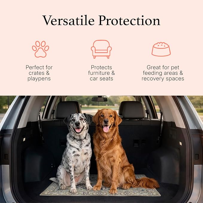 Lovewag Reusable Washable Dog Pee Pads, Sage Forest 28x41, 2 Pack | Non-slip, waterproof, absorbent dog pee pads for potty training, whelping, senior dogs, multi-pet households, easy to clean