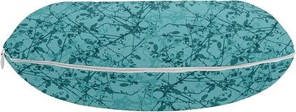Ambesonne Teal Travel Pillow Neck Rest, Ink Drawing Inspired Intertwined Tree Branches Buds and Leaves in Abstract Design, Memory Foam Traveling Accessory for Airplane and Car, 12", Turquoise Teal