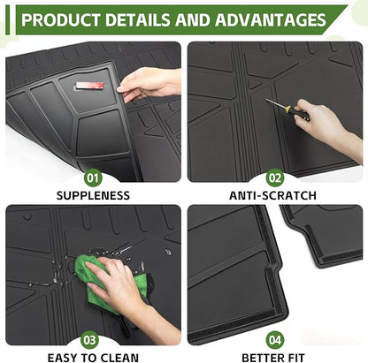 Cargo Liners for 2025 2026 Ford Expedition Max/Lincoln Navigator L Trunk Mat with Seat Back Cover Accessories, All Weather Rear Cargo Mat Backrest Protector(Only for Max & L Models)