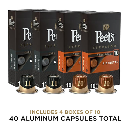 Peet's Coffee, Dark Roast Espresso Capsules Variety Pack, Compatible