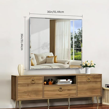 CILIBER Beveled Mirror, 36x36 inch Square Bathroom Mirrors