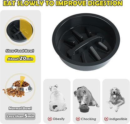 SHAINFUN Elevated Dog Bowl Stand with 4 Stainless Steel Bowls (58oz) & 1 Slow Feeder, 9 Height Adjustable Raised Dog Bowl from 4.9" to 14.5" for Large Dogs & Multi-Pet Homes