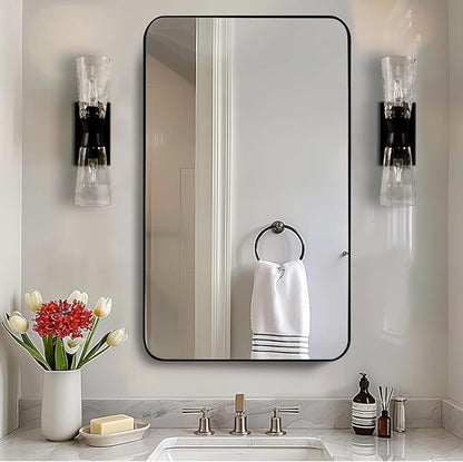 ANDY STAR 30”x48” Black Bathroom Mirror, Wall Mirror