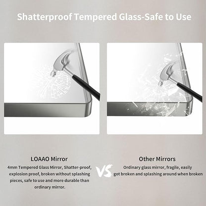 LOAAO 77X36 Inch Brushed Nickel Bathroom Mirror, Rounded Rectangle Silver Metal