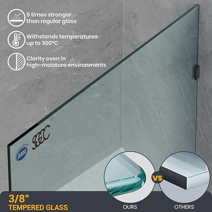 Shower Glass Panel 21" W×78.75" H, 3/8" Thick Clear Tempered Glass Panel