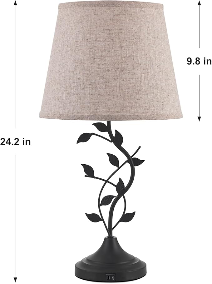 Kakanuo Table Lamp for Bedside, Lamp for Living Room with USB-A and USB-C Charging Ports, Traditional Tall Bedroom Lamp for End Table