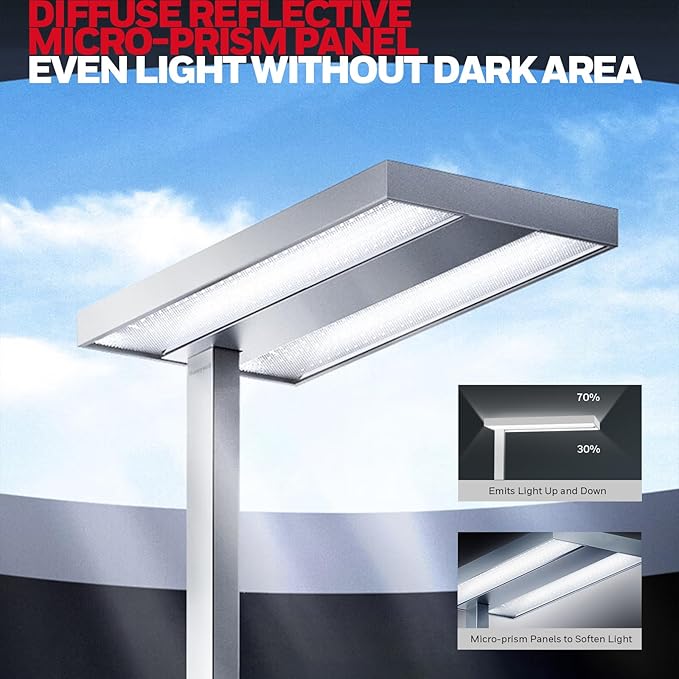 Honeywell LED Floor Lamp Modern - 02E Pro Sunturalux™ Eye Caring Standing Light, 10400LM Dimmable Reading Tall Lampara for Home Office Living Room Bedroom,100W,4000K Natural Daylight
