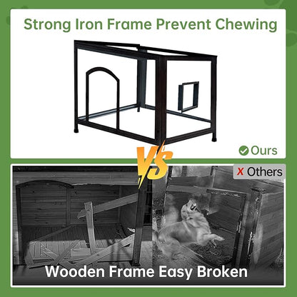 Outdoor Dog House Insulated with Openable Roof Floor for Effortless Cleaning Dog Kennel Weatherproof