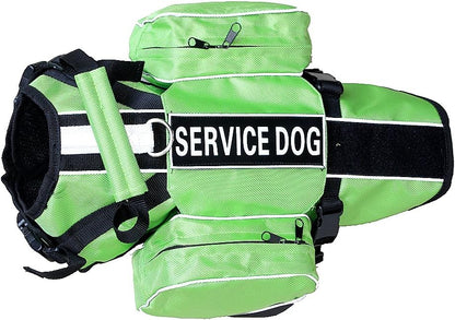 Serijoars Dog Vest Harnesses with Saddlebag Backpack for Camping & Travel - Reflective Hound Hiking Backpack Saddle Bag - Lightweight Vest Harness for Medium & Large Dogs (Green, M)
