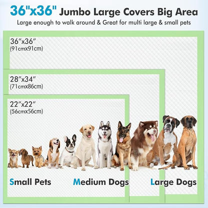 Gimars Upgrade XXXXL 36x36 Dog Pee Pads Extra Large Thicken 6 Layers Extra Absorbent Pee Pads for Dogs, Leakproof Dog Training Wee Wee Pads Quick Dry - 150 Counts