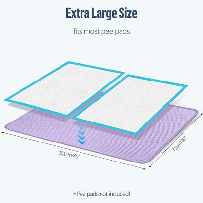 Pee Pad Holder for Dogs 40''x28'' Silicone Puppy Pee Pad Tray, Purple | Extra Large Dog Potty Tray Leak-Proof, High Edge, No Spill Training Pads for Floor Protection, No Pee Pads
