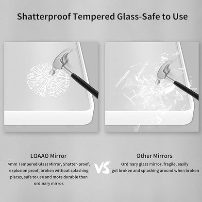 LOAAO 60x36 Inch White Metal Framed Bathroom Mirror