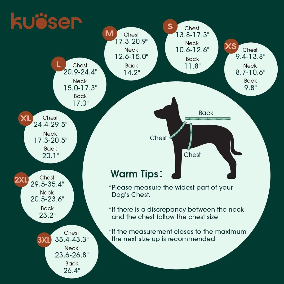 Kuoser Warm Dog Coat, Waterproof Dog Jacket for Extra Large Dogs, Adjustable Durable XXL Doggie Winter Coat Reversible Puppy Cold Weather Apparel from Small to Large Breed, New Brown XXL