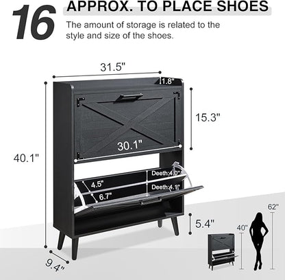 Shoe Storage Cabinet, Farmhouse Shoe Organizer