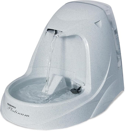 PetSafe Drinkwell Platinum Cat Water Fountain, 168 oz/5L, Grey | Free-Falling Stream Encourages Drinking, Snap-on Lid Prevents Removal, Includes Replaceable Carbon Filter