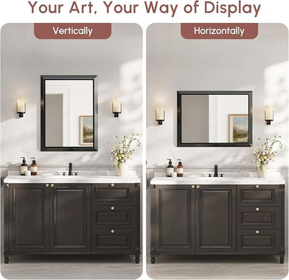 USHOWER 24x32 Bathroom Mirror, Beveled Aluminum Frame Wall Mirror, Rectangular