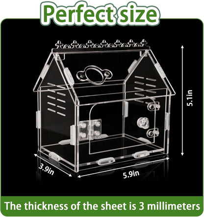 Magnetic Acrylic Terrarium Kit - 5.9"x3.9"x5.1" Jumping Spider Enclosure/Tarantula Cage with Secure Magnetic Latches, Ventilation & Escape-Proof Design - Reptile/Chameleon/Mantis Habitat