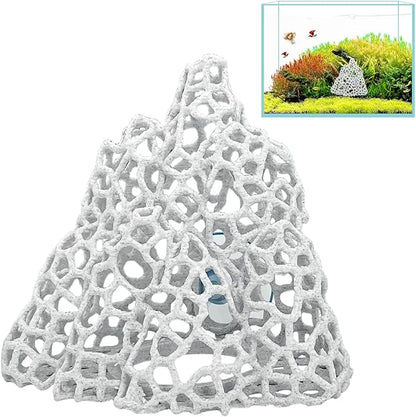 Cave with Suction Cup, Aquarium Betta Fish Hideout Habitat Decor, Stable Resting Hiding Place for Cherry Shrimp, Dwarf Shrimp, Guppy and Small Fish (White)