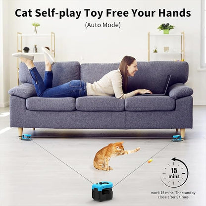 AsFrost Upgraded Interactive Cat Toy for Indoor Cats Chase/Run/Hunt-SkyBlue | Self Play/Remote Control Funny Cat Toy, Gifts for Cat Lovers, Kitty's Weight Loss and Health