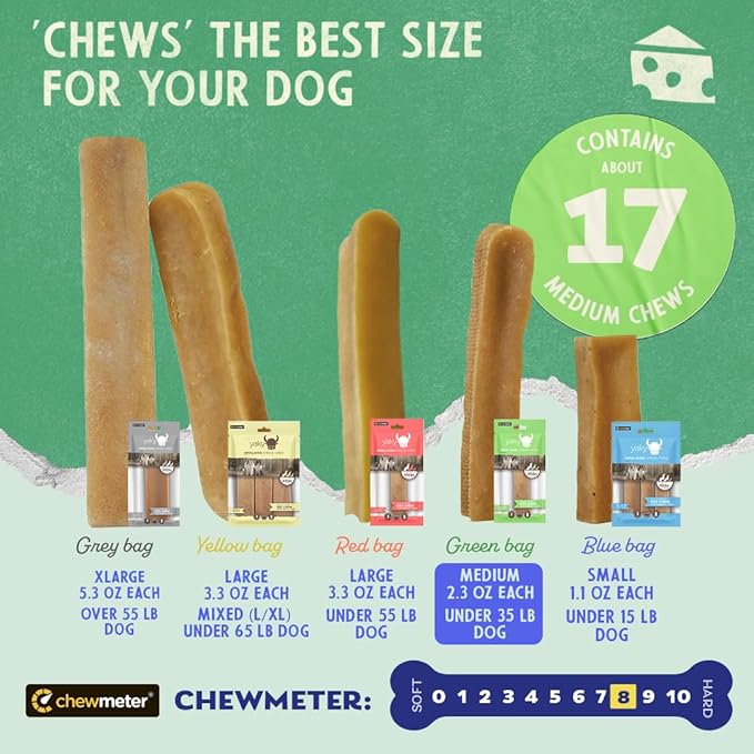 Chewmeter Himalayan Yaky Cheese Chew, 100% Natural, Long Lasting, Gluten Free, Healthy & Safe Dog Treats, Lactose & Grain Free, Protein Rich, Stain Free, Medium, Dogs 35 Lbs & Under, 2.5 lb Bulk Tub
