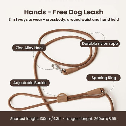 No Pull Dog Harness and Leash Set 3-in-1 Adjustable Anti Pull Dog Harness with Hands-Free Matching Leash,Poop Bag Holder,Easy Walk Dog Harness Small Sized Dog(Cocoa)