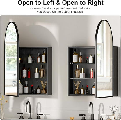Brushed Black Arched Medicine Cabinet