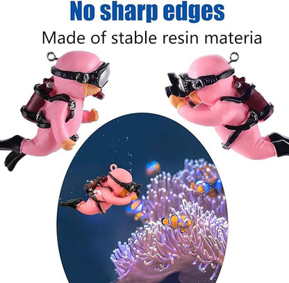 2-Pack Tank Decorations, Cute Little Diver, Aquarium Decoration Accessories Ornaments with Float Ball, Playmate for Tank Suitable for All Kinds of Fish and Tanks (Pink)