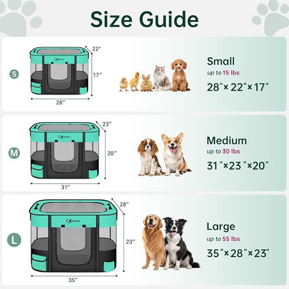 Siedihit Dog Playpen, Cat Pet Puppy Crate, Portable Playpens Indoor Outdoor (Green, Large)