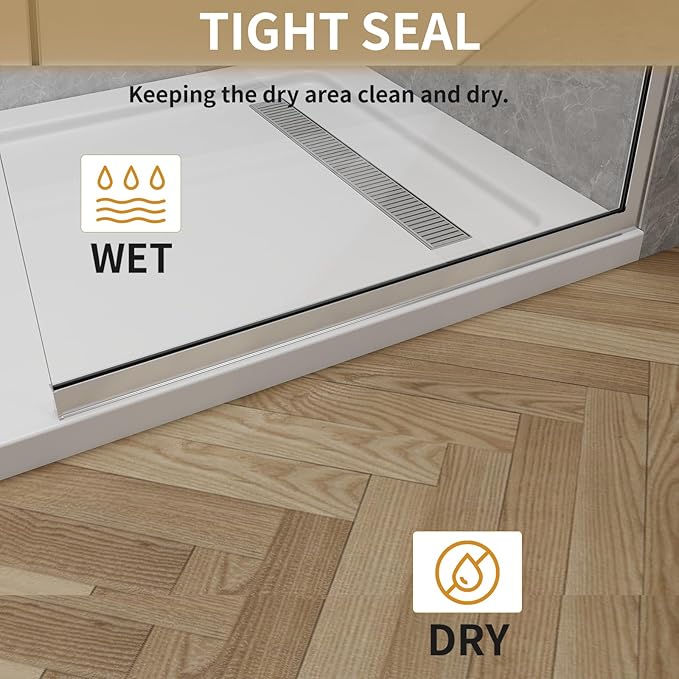 Shower Glass Panel 36" W * 76" H, Semi-Framed Glass Screen, Single Panel