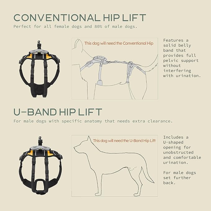 Help 'Em Up® Dog Lift Harness, Full Body Support, Large U-Band (80-125 lbs)